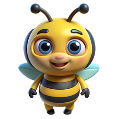 Fototapeta premium Cute 3D Animated Honey Bee Character with Big Eyes