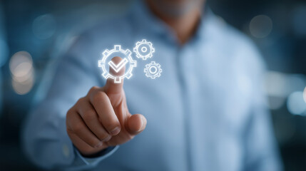 Businessman Engaging Workflow Automation in a High-Tech Setting