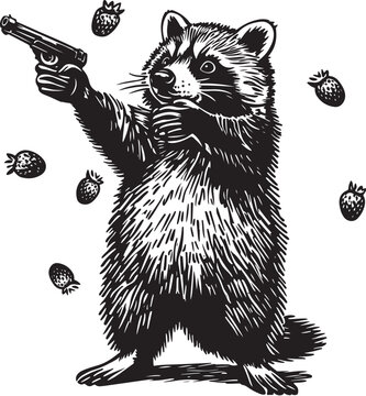 vector illustration of cartoon Raccoon