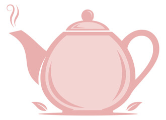 Obraz premium Minimalist Elegant Teapot with Steam and Tea Leaves