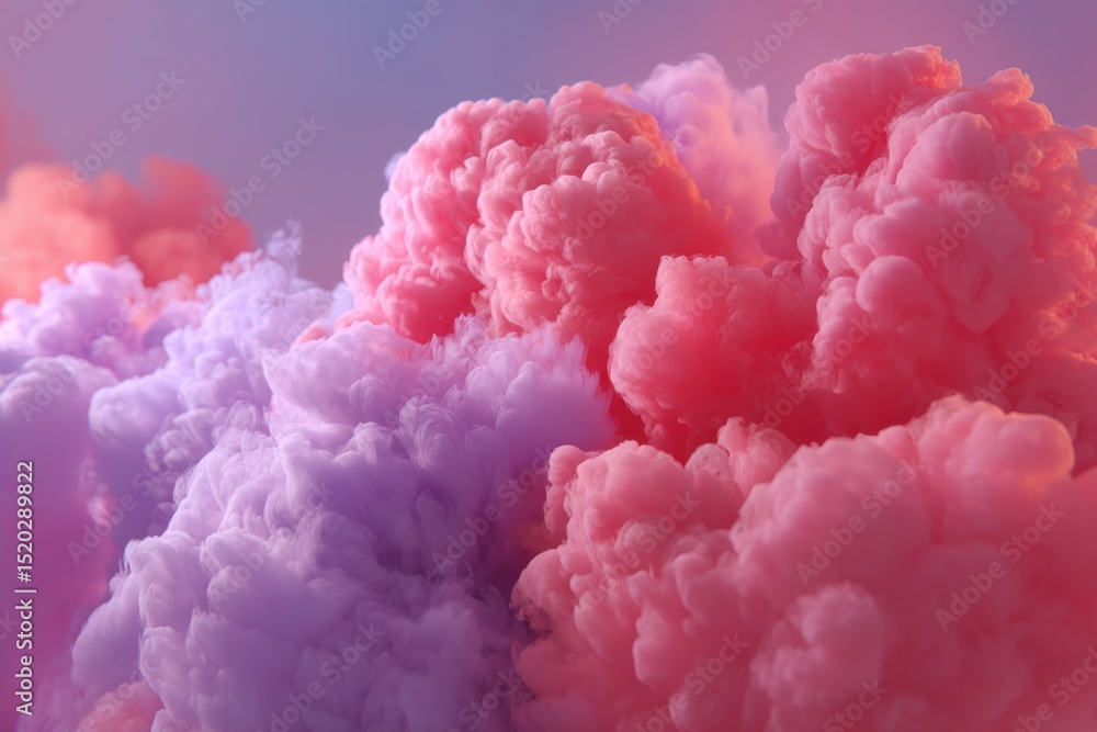 Poster abstract view of colorful clouds, pastel pink and purple smoke effect, creating a mesmerizing backgr