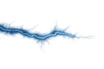 Fototapeta premium Electrifying blue lightning bolt energy surge on a black background, cut out