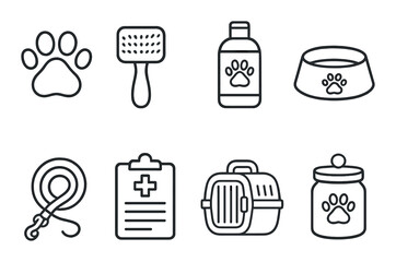 Pharmacy essentials silhouette icons set – medication, healthcare and wellness symbols