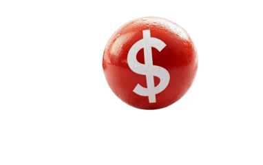 Stress relief ball shaped like a dollar symbol placed beside financial documents symbolizing money stress management isolated on transparent background PNG