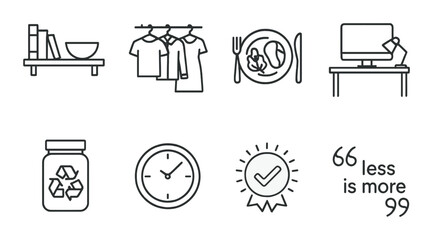 Eco packaging icons set – outline, sustainability, green design symbols