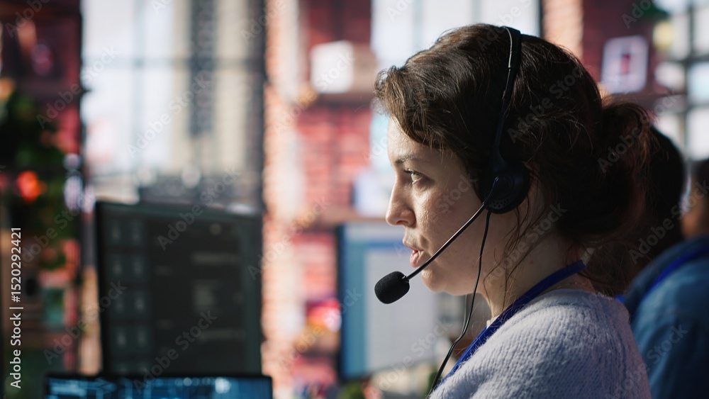 Poster call center agent uses artificial intelligence to enhance customer interactions and resolve inquirie
