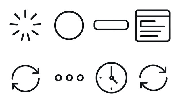 App settings outline icons set – interface, configuration and ui symbols collection