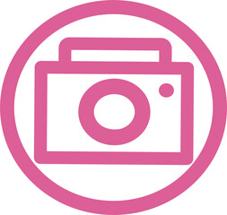 Purple pink camera outline icon. Perfect for social media or photographic button.