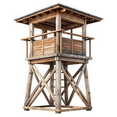 Wooden observation tower isolated on transparent background