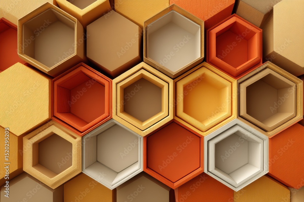 Poster abstract background with a geometric honeycomb pattern in warm earthy tones, creating a visually app