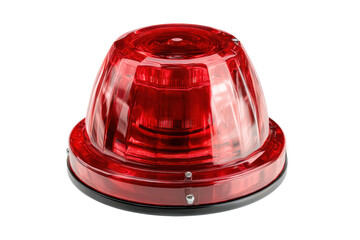 Fototapeta premium Red emergency warning light with rotating beacon for safety alerts, cut out