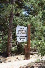 San Jacinto wilderness San Bernardino National Forest hiking sign in Idyllwild San Jacinto mountains california