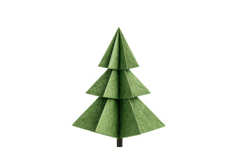 Obraz premium Green origami paper tree art isolated on black background, cut out