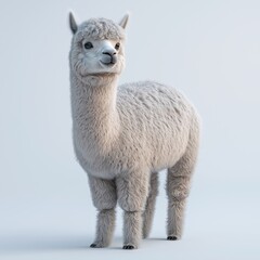 Fototapeta premium Adorable Alpaca 3D Illustration - Cute, Fluffy & Funny Cartoon Animal Portrait