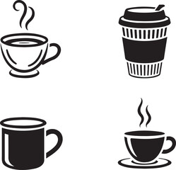 Obraz premium Coffee cup silhouette set vector illustration isolated On Transparent Background