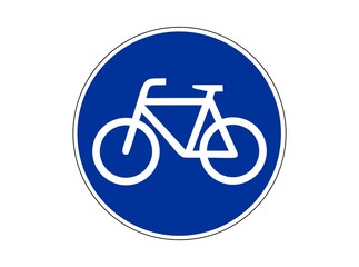 Blue bicycle sign icon isolated on a white background 