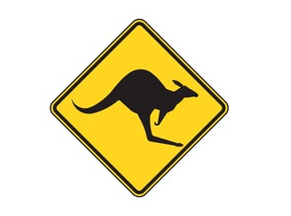 kangaroo road sign icon isolated on a white background 
