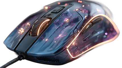 Illuminated Gaming Mouse with Textured Scroll Wheel and Braided Cable
