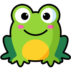 Fototapeta premium Cartoon Frog with Big Eyes and a Cheerful Smile