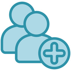 Add User dual tone blue color, mini illustration icon. use for modern concept, print, UI, UX kit, web and app development. Vector related to account management, ecommerce, banking and finance.
