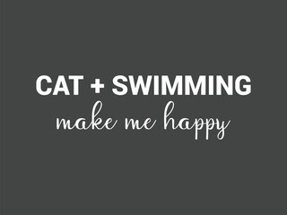 Cat swimming makes me happy fun and cute swim lover t shirt design