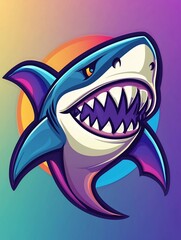 Naklejka premium Aggressive shark graphic (1)