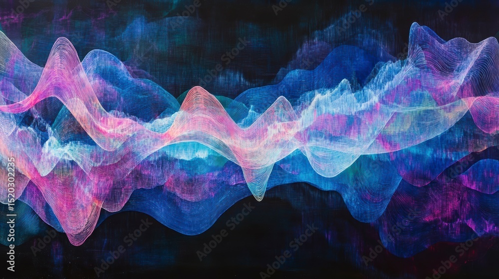 Aufkleber abstract colorful wave pattern on dark background.