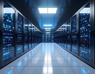 Server room interior, futuristic