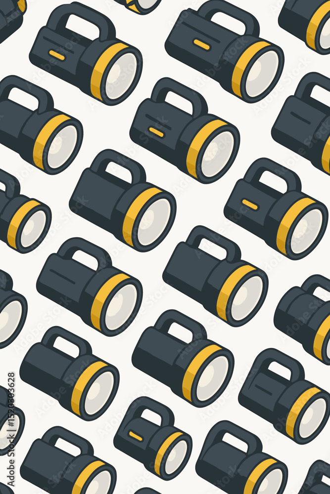 Fototapete flashlight seamless pattern. lanterns endless texture. vector design element. light background. camp