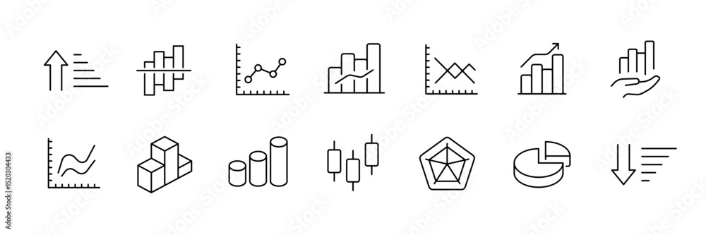 Poster minimalist business graph and chart icons for data visualization projects