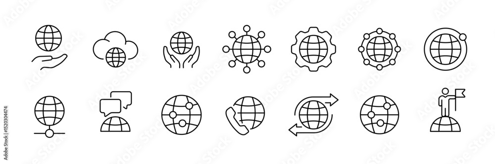Aufkleber global communication icons for digital and network design projects