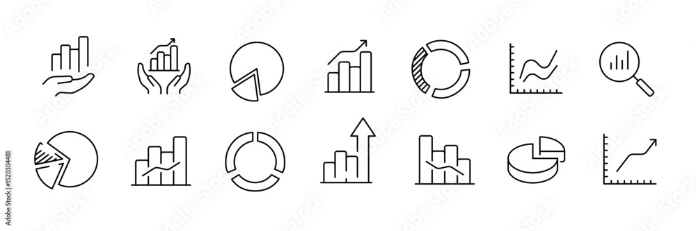 Poster minimalist business and analytics icon set for data visualization and infographics design