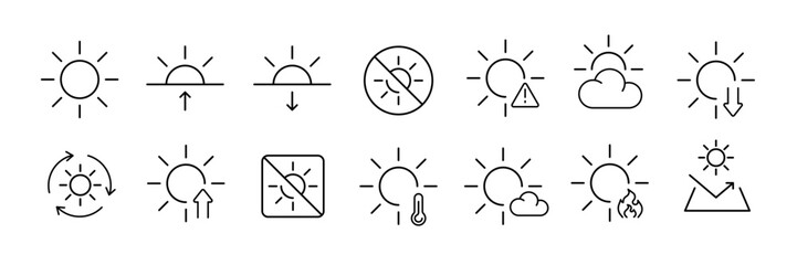 Fototapeta premium Minimalist sun and weather icons for climate and temperature visuals