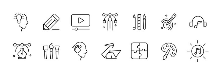 Fototapeta premium Creative concepts and tools icons for art and design projects