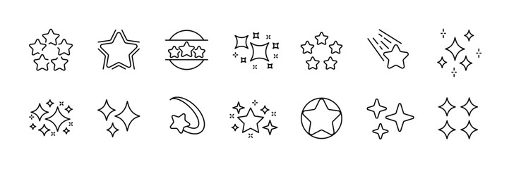 Set of star icons for creative design projects and celestial themes