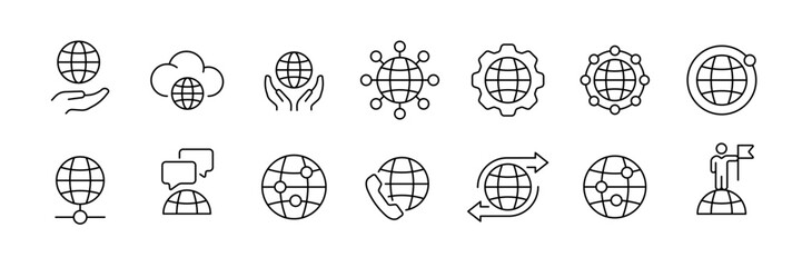 Global communication icons for digital and network design projects