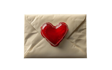 A charming envelope emoji sealed with a bright red heart symbolizing love affection and heartfelt messages in a simple yet expressive digital style isolated on transparent background PNG