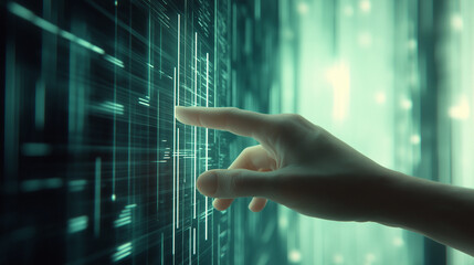 Big data analysis and binary data processing. Data visualization technology and digital graphics. Analysts who touch numbers 