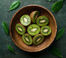 sliced kiwi on a wooden board