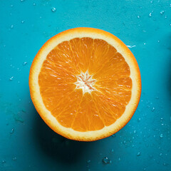 orange on blue background