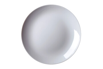 Simple white ceramic plate on plain background, cut out