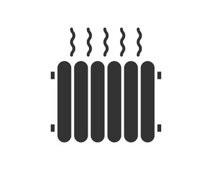 Simple vector icon of a heating radiator with rising heat waves. Represents warmth, comfort, and efficiency. Usable for climate control, house design, and energy concepts.