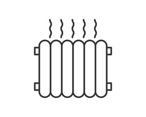 Heating system icon, symbolizing warmth and comfort. Vector line illustration, perfect for home design, winter season, and energy efficiency visuals.