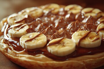 Delicious Chocolate Banana Dessert Pizza - Mouthwatering and Indulgent Treat with a Gourmet Pastry Twist