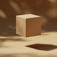 Minimalist 3D Geometric Cube Rendering with Textured Shadows - Stylish Abstract Background for Modern Product Display