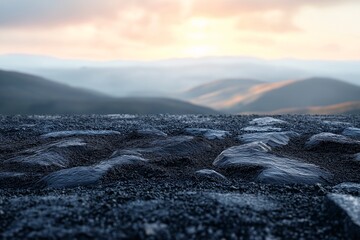 Scenic Rocky Landscape at Sunset. Nature's Textured Stone and Water Beauty in a Serene Rural Setting
