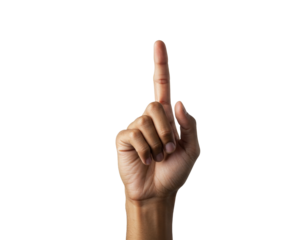index finger up isolated on white background