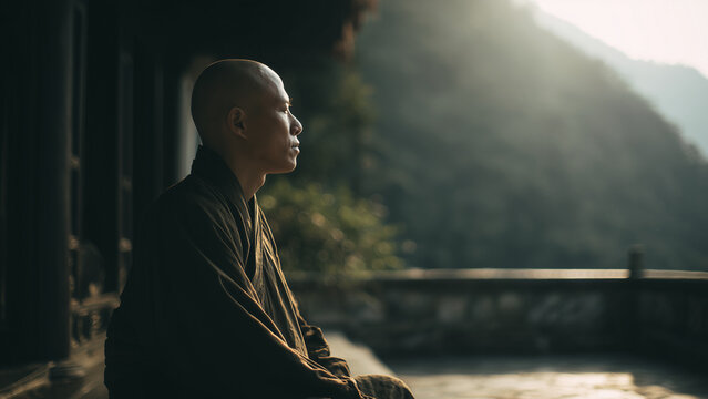 Monk meditating