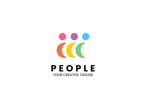 Teamwork logo, people logo and community logo in abstract colorful design