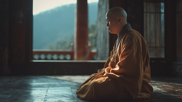 Monk meditating
